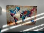 Kleurrijke Wereldkaart Canvas - 120x80 cm, Ophalen, Zo goed als nieuw