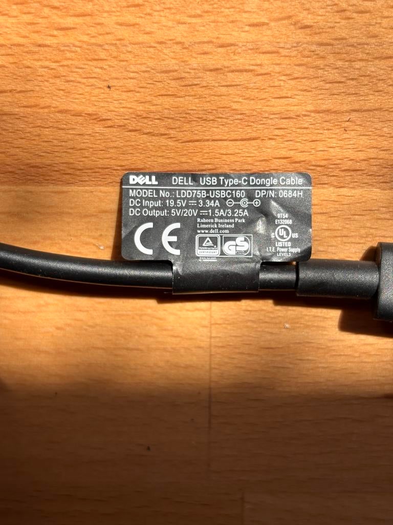 Dell USB Type-C Dongle Kabel LDD75B-USBC160, Ophalen of Verzenden, Zo goed als nieuw