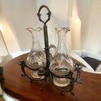 Art Nouveau Olie & Azijn Set - Kristal met verzilverde frame, Ophalen of Verzenden