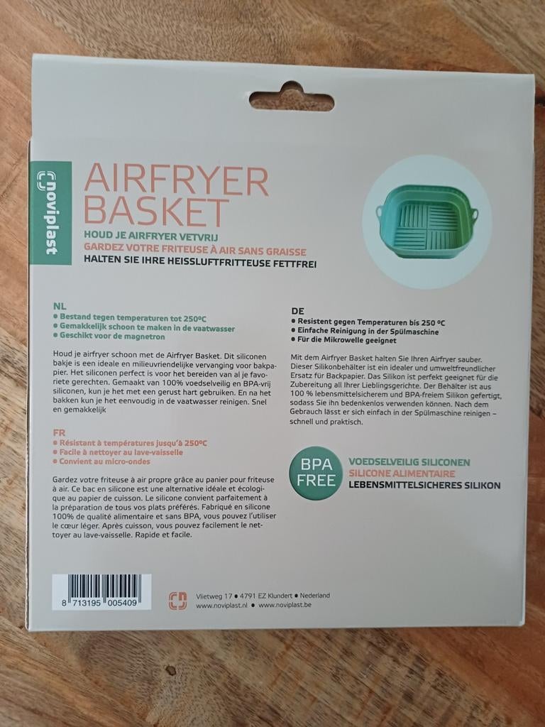 Novoplast Airfryer Mandje - Houd je Airfryer Vetvrij, Ophalen of Verzenden, Nieuw, Airfryer XL, 1000 t/m 1499 gram