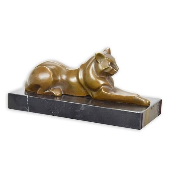 Bronzen beeld Kat 25,5x12,1x11,5, Verzenden