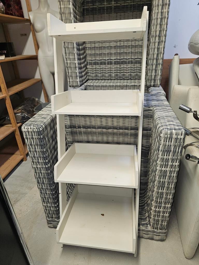 Witte houten etagère / opbergrek met 4 planken, Huis en Inrichting, Ophalen of Verzenden, Gebruikt
