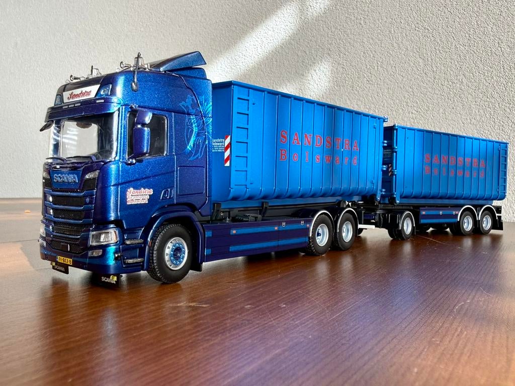 Tekno:Sandstra Transport, Bolsward- Scania R container combi, Ophalen of Verzenden, Zo goed als nieuw, Bus of Vrachtwagen, Tekno