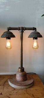 Industriële Tafellamp  messing, Ophalen, Minder dan 50 cm