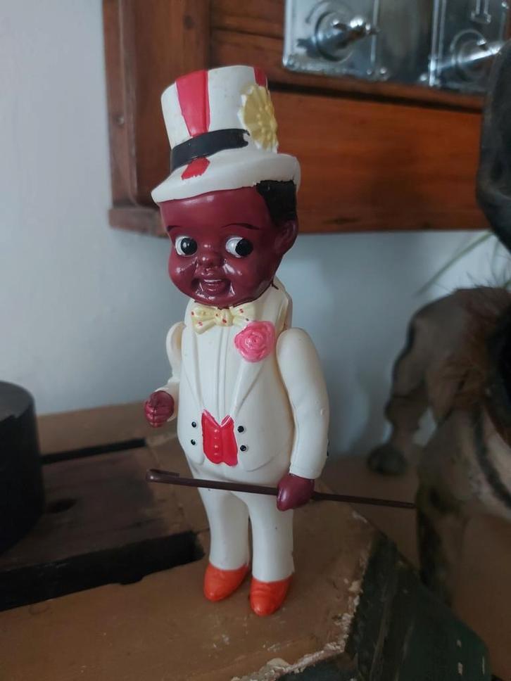 Antiek celluloid speelgoed figuur in pak met stok ,Japan, Antiek en Kunst, Antiek | Speelgoed, Ophalen of Verzenden
