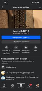 Logitech toetsenbord g910, Computers en Software, Toetsenborden, Ophalen, Gaming toetsenbord, Zo goed als nieuw, Qwerty
