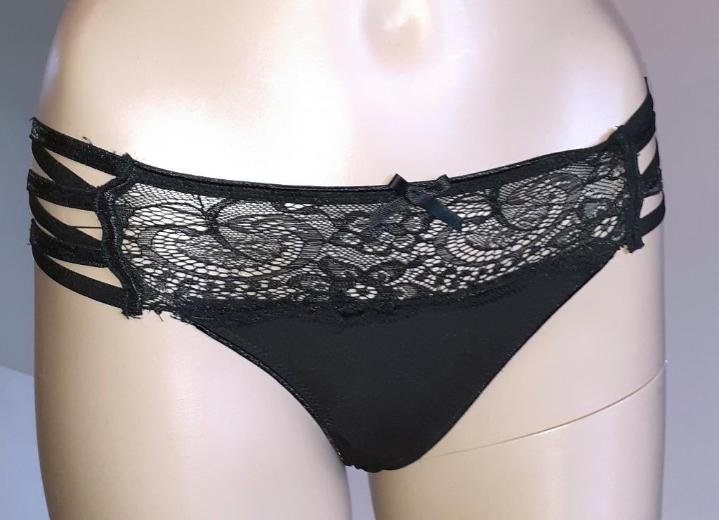 String sexy zwart met corset opzij Hunkemoller XS, Ophalen of Verzenden, Zwart, String