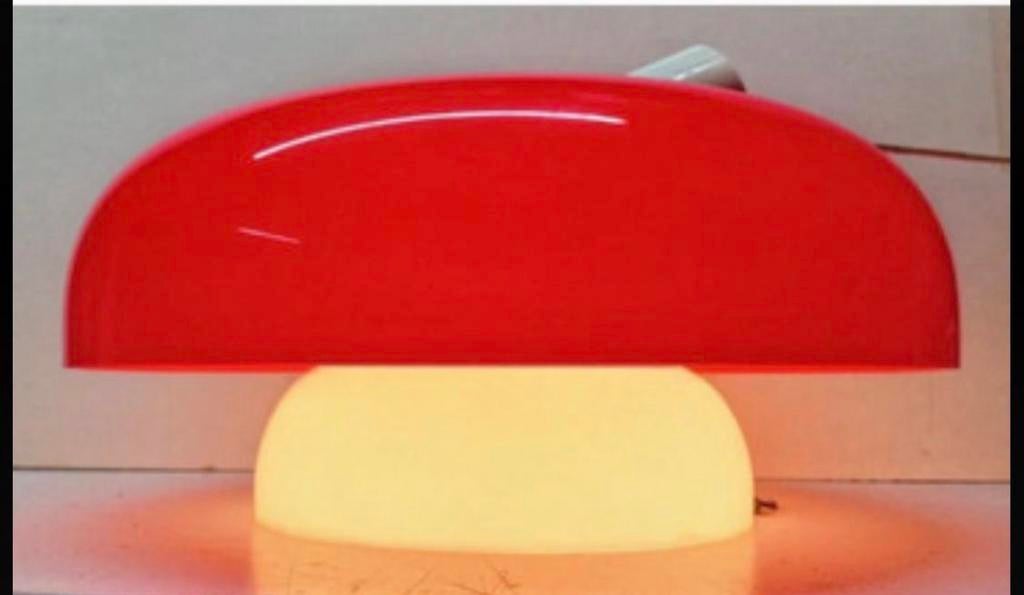 Vintage Harvey Guzzini rode kunststof hanglamp.648, Kunststof, Zo goed als nieuw, Minder dan 50 cm, Ophalen