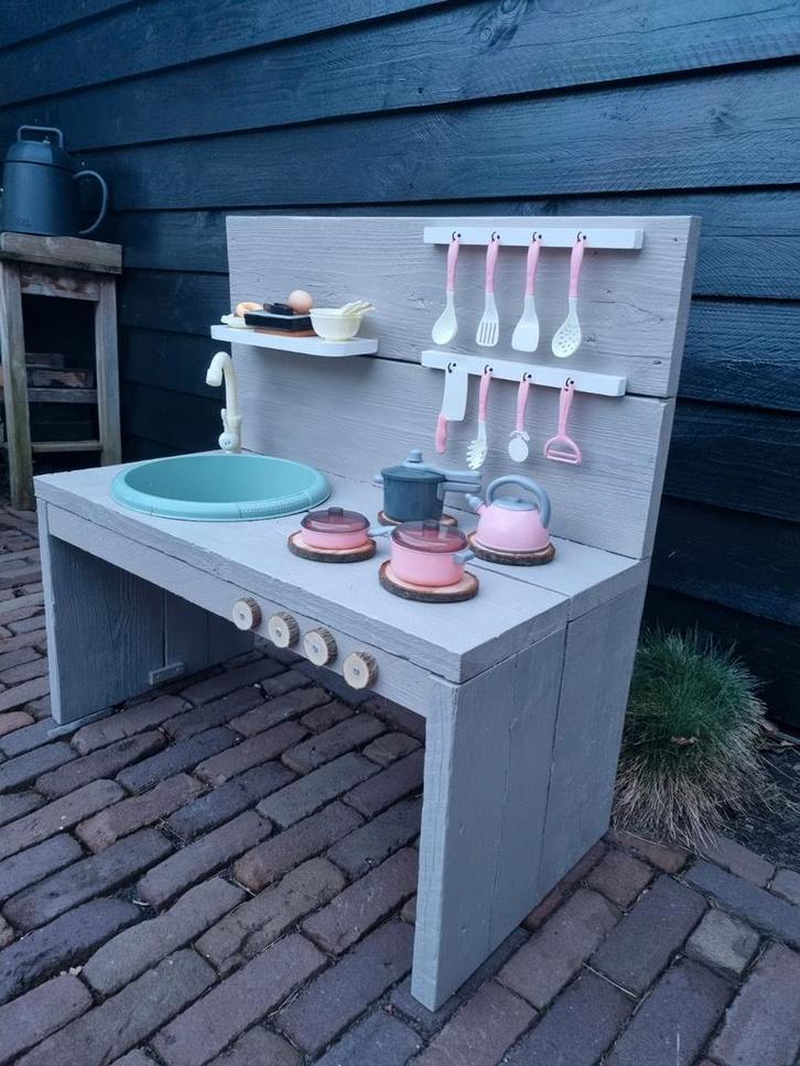 Steigerhouten speelkeuken voor buiten, Kinderen en Baby's, Speelgoed | Speelkeukens, Nieuw, Speelkeuken, Hout, Ophalen