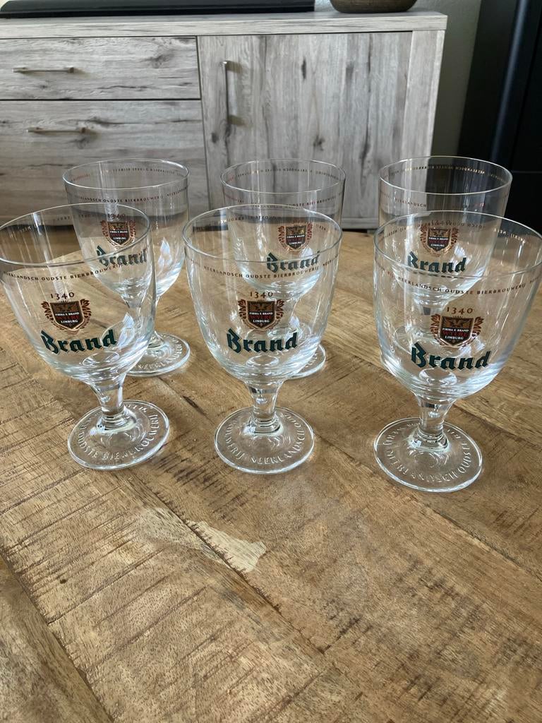 Brand bierglazen - Set van 6, Verzamelen, Ophalen, Zo goed als nieuw, Glas of Glazen, Brand