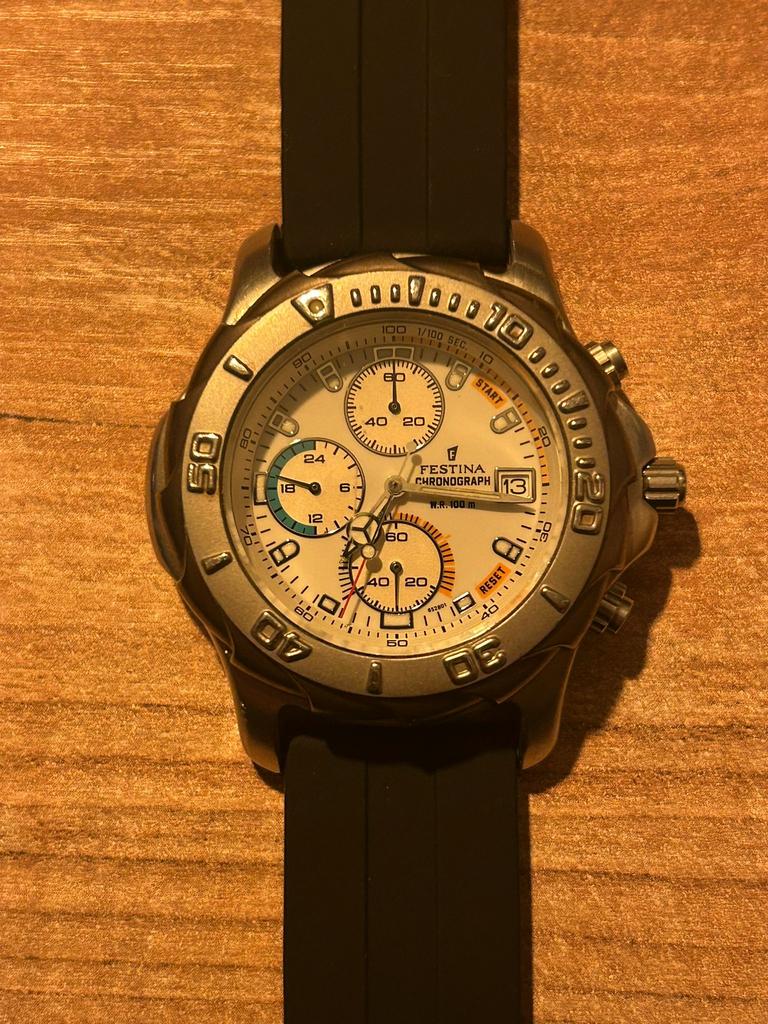 Festina Chronograph herenhorloge, Sieraden, Tassen en Uiterlijk, Horloges | Heren, Overige merken, Gebruikt, Staal, Polshorloge