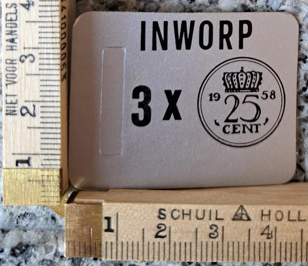 Vintage sticker sigarettenautomaat 3 maal 25 cent kwartje, Ophalen of Verzenden, Zo goed als nieuw, Overige typen