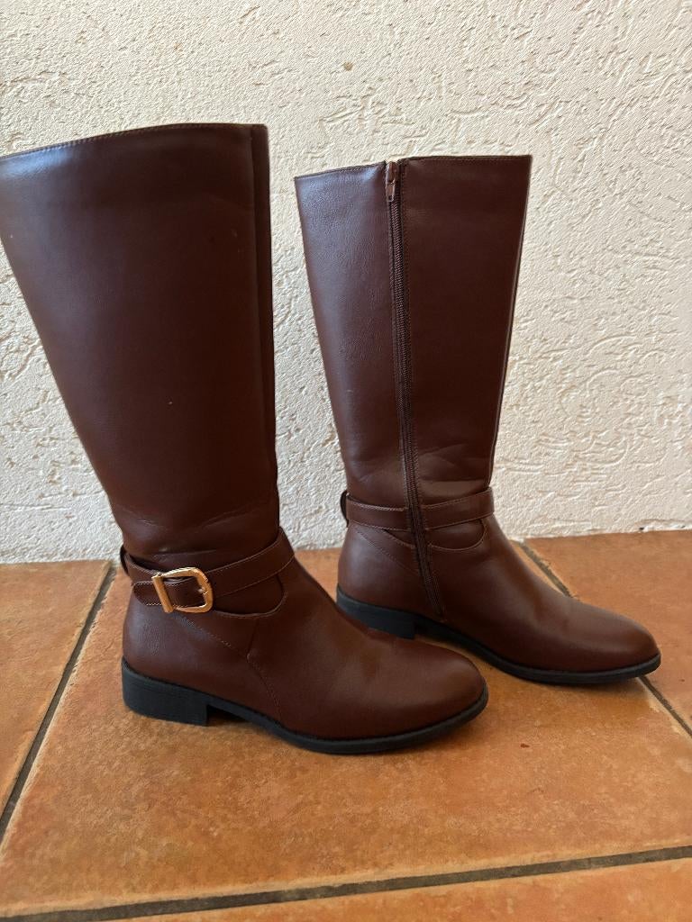 bruine laarzen, Kleding | Dames, Hoge laarzen, Bruin, Ophalen of Verzenden, Zo goed als nieuw