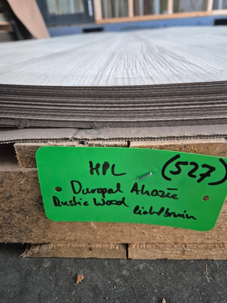 Duropal HPL fineer plaat lichtbruin 250x125 cm 0,8mm ( 527 ), Ophalen, HPL, Nieuw, Nb