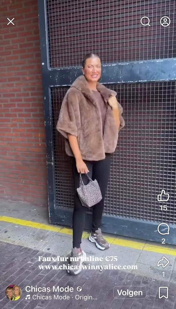 Fake fur bodywarmer, Kleding | Dames, Bodywarmers, Ophalen of Verzenden, Zo goed als nieuw, Bruin