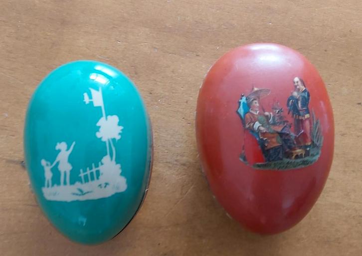 Antieke Candy Containers Paaseieren 1900-1925 - Set van 2, Diversen, Pasen, Gebruikt, Ophalen of Verzenden