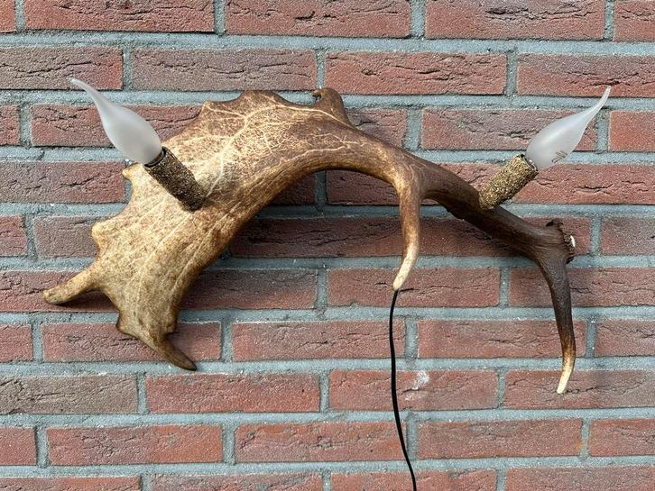 Geweien geweienlamp jacht Veluwe geweien edelhert wandlamp., Huis en Inrichting, Lampen | Wandlampen, Zo goed als nieuw, Ophalen of Verzenden