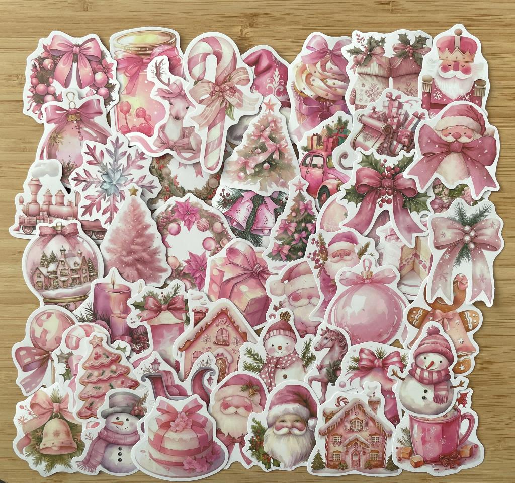 Roze winter, kerst Stickers, Hobby en Vrije tijd, Verzenden, Nieuw, Meerdere stickers