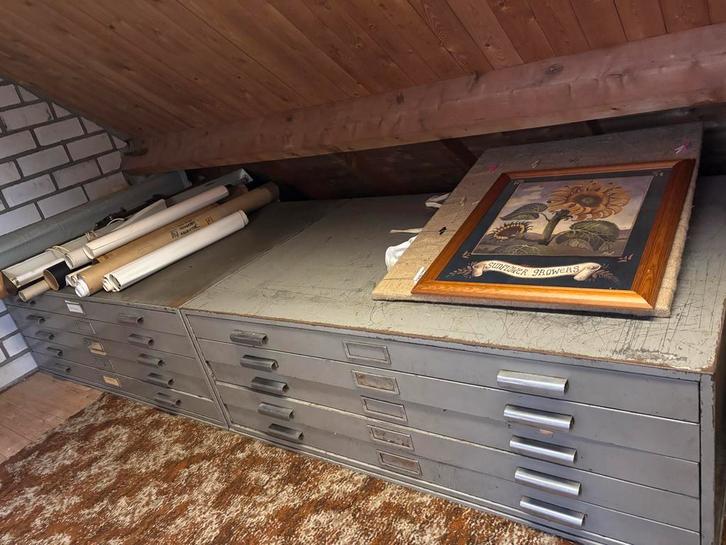 Tekening A0 archief ladekast, vintage, Huis en Inrichting, Kasten | Ladekasten, Gebruikt, Minder dan 100 cm, 100 tot 150 cm, 75 cm of meer