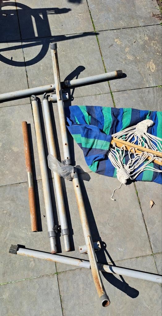 Hangmat steun incl 1 persoons hangmat, Tuin en Terras, Hangmatten, Ophalen, Gebruikt, Inklapbaar, Eenpersoons