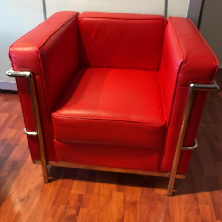 Cassina, Le Corbusier LC2 stijl, fauteuil leer, izgst, Huis en Inrichting, Fauteuils, Zo goed als nieuw, Leer, 50 tot 75 cm, 75 tot 100 cm
