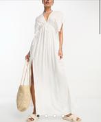 Dames maxi jurk strandjurk met fladdermouwen wit split XS S, Wit, Ophalen of Verzenden, Zo goed als nieuw, Maat 34 (XS) of kleiner