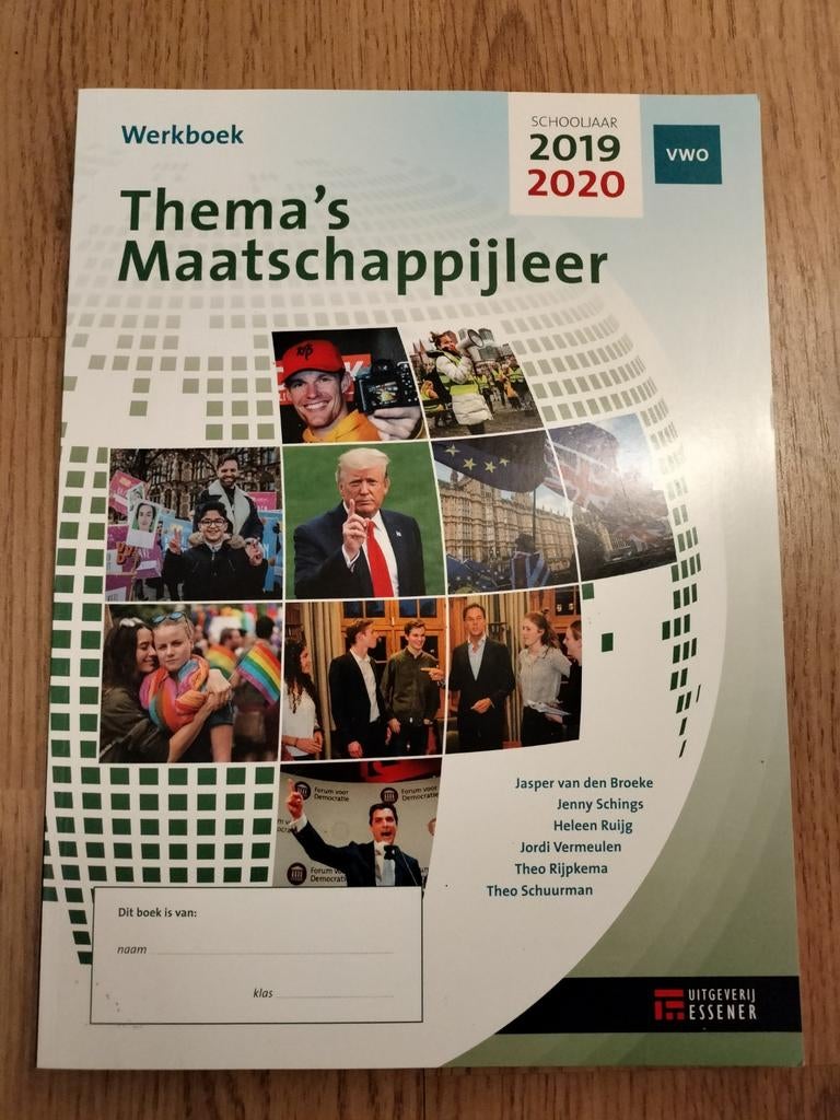 Werkboek Thema's Maatschappijleer VWO 2019-2020, Ophalen of Verzenden, Nieuw, Overige niveaus, Essener