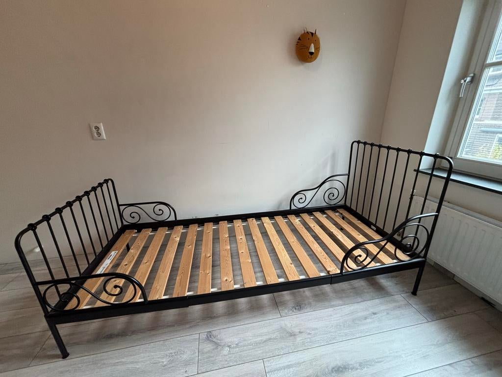 IKEA meegroeibed met matras en lattenbodem, Ophalen, Eenpersoons, Zwart, 190 cm of minder