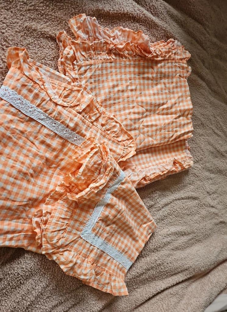 Mooi oranje geruit dekbedovertrek Bonprix, Ophalen of Verzenden
