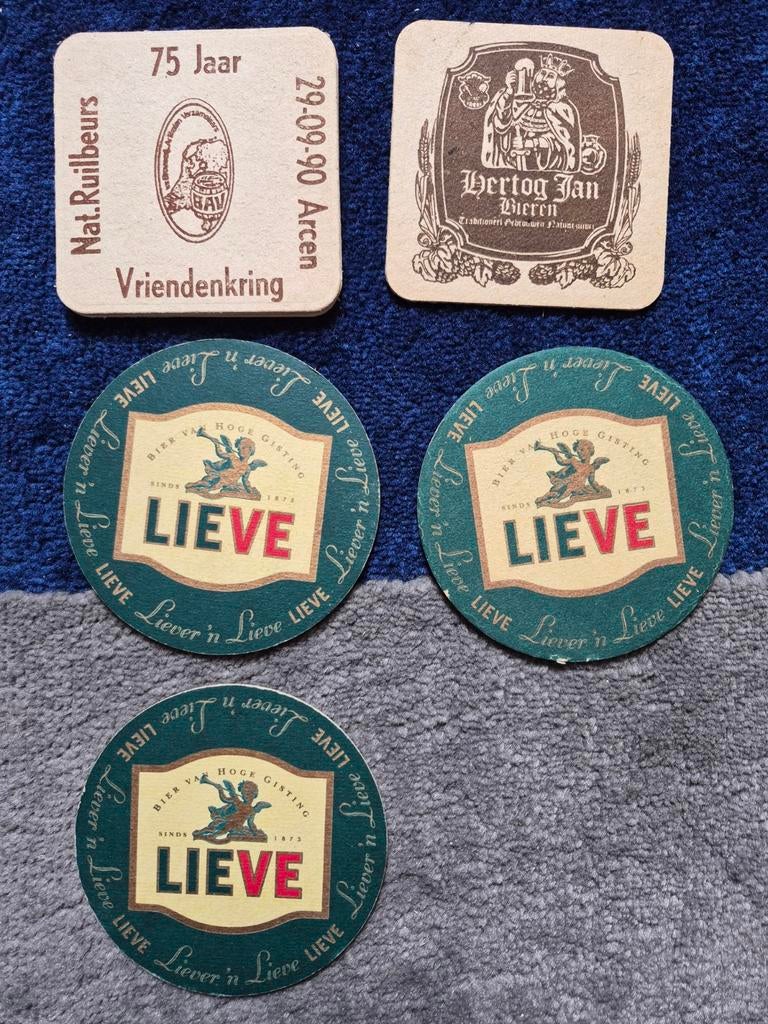 4 verschillende Hertog Jan bierviltjes, Verzamelen, Biermerken, Gebruikt, Viltje(s), Hertog Jan, Ophalen of Verzenden