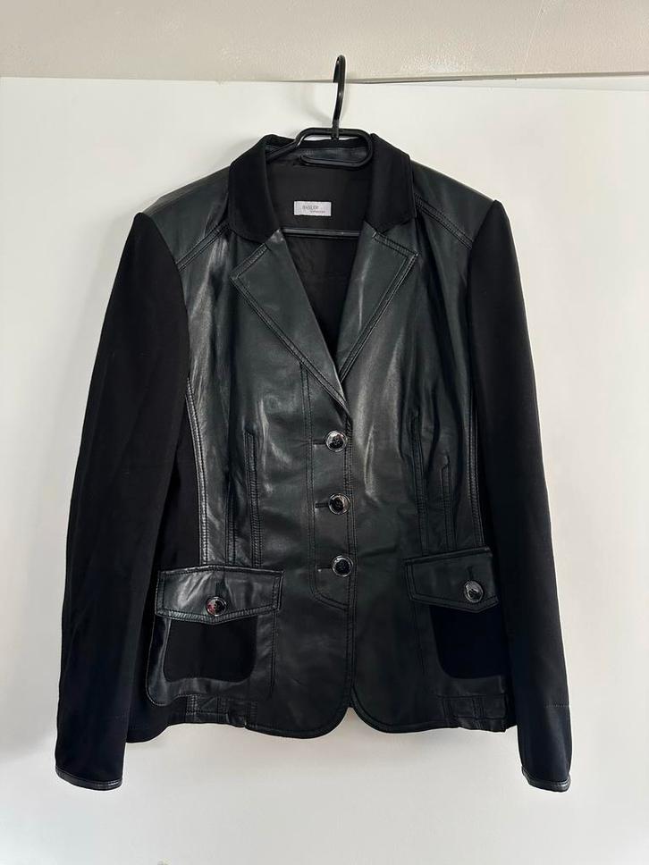 Basler Collection Zwart Leren Jasje - Maat M, Kleding | Dames, Jassen | Zomer, Zo goed als nieuw, Maat 38/40 (M), Zwart, Verzenden