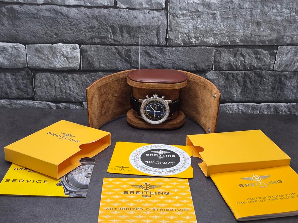 Breitling Navitimer World GMT 46mm, set 2010, Leer, Staal, Breitling, Polshorloge