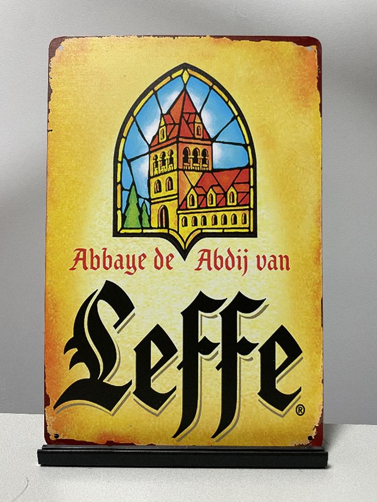 Leffe bier metalen rond reclamebord (Old Look), Ophalen of Verzenden, Nieuw, Reclamebord, Plaat of Schild, Overige merken