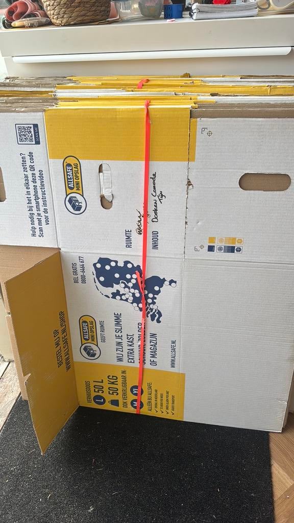80 verhuisdozen €60,-, Doe-het-zelf en Verbouw, Kratten en Dozen, Ophalen, Doos, 50 tot 75 cm, Zo goed als nieuw