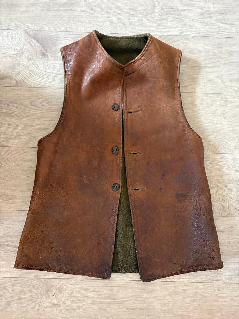 WO1 WW1 US leren vest jerkin op naam USMC zeldzaam, Ophalen of Verzenden, Landmacht, Amerika, Kleding of Schoenen