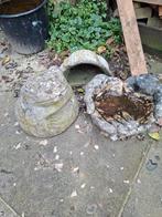 Stenen tuindecoratie: kikker en handen vogelbad, Ophalen, Gebruikt, Beton, Dierenbeeld