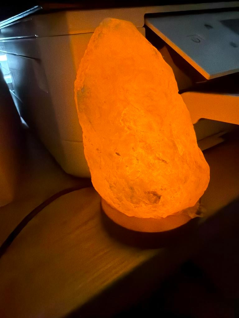 Himalaya Zoutsteenlamp met 4 Kristallen - Sfeer en Energie, Ophalen of Verzenden, Gebruikt