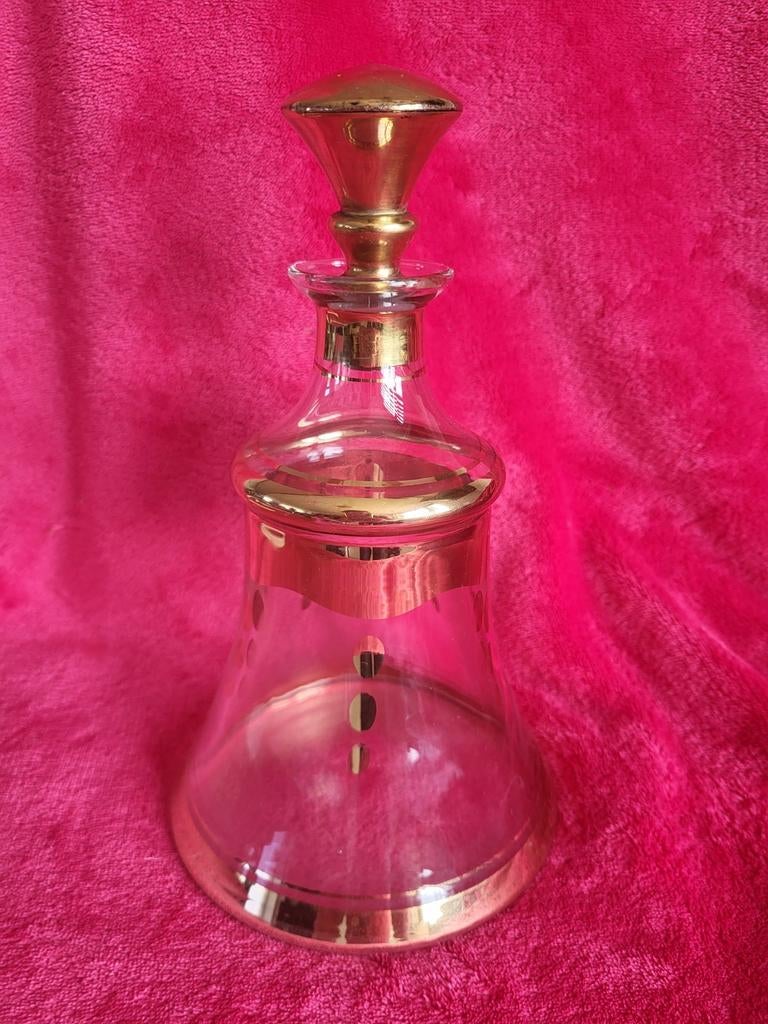 Oude glazen karaaf met gouden details, 22,5 cm hoog, Ophalen