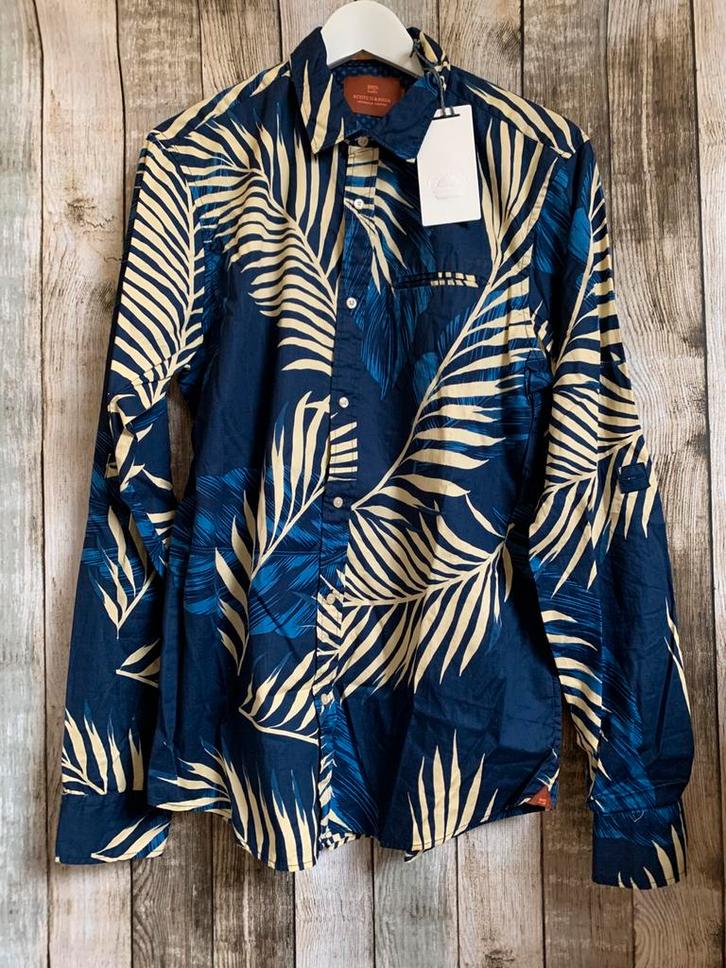 Super mooi nieuw Hawaï overhemd van Scotch&Soda (Maat M), Kleding | Heren, Overhemden, Nieuw, Halswijdte 39/40 (M), Blauw, Verzenden