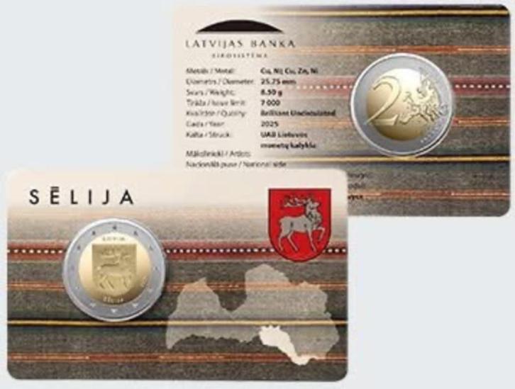 2 euro Letland “Sēlija’’ BU 2025, Postzegels en Munten, Munten | Europa | Euromunten, Losse munt, 2 euro, Overige landen, Verzenden