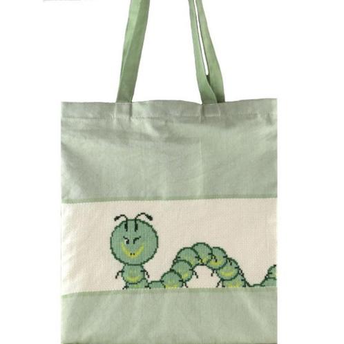 Borduurpakket tas met rups 250361, Hobby en Vrije tijd, Borduren en Borduurmachines, Nieuw, Borduurpakket, Handborduren, Ophalen of Verzenden