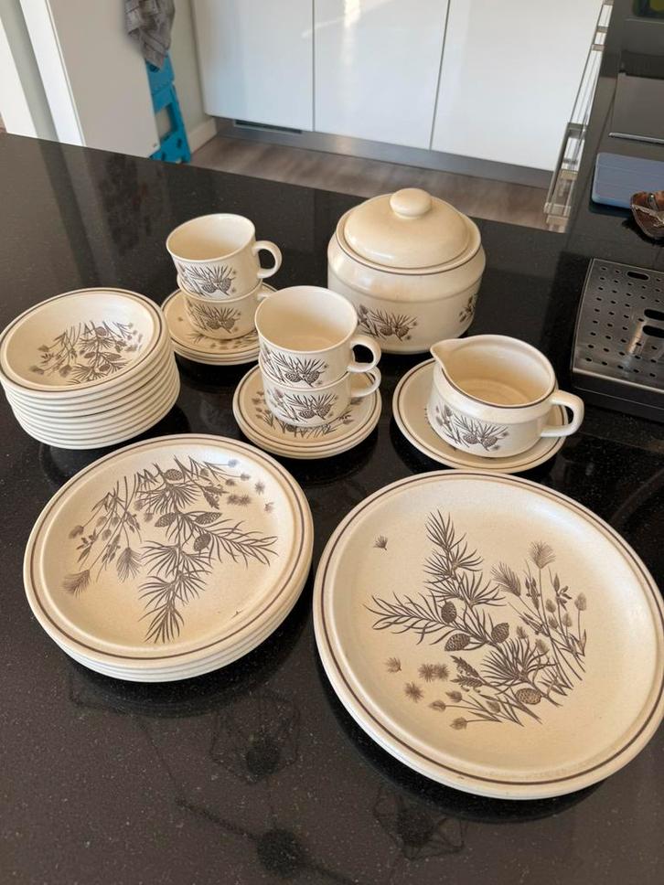 Borden, dessert kommen, servies Pinewood, Grindley vintage, Huis en Inrichting, Keuken | Servies, Gebruikt, Bord(en), Overige stijlen