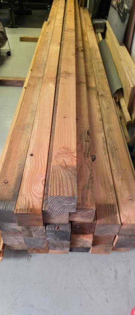 Douglas Tuinpalen 4 meter, Doe-het-zelf en Verbouw, Hout en Planken, Nieuw, Balk, Overige houtsoorten, 300 cm of meer, 50 mm of meer