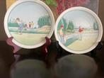 2 vintage Apilco borden met golfscene, Ophalen of Verzenden