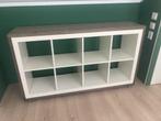 Ikea vakkenkast: kallax, wit met steigerhout en wielen, Huis en Inrichting, Ophalen, 100 tot 150 cm, 50 tot 100 cm, Zo goed als nieuw