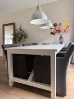 Houten Eettafel met 6 Stoelen + Lampen gratis!, Huis en Inrichting, Ophalen, Gebruikt, Eikenhout, 200 cm of meer
