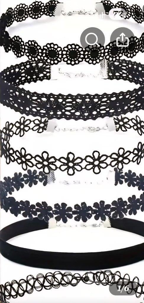 Choker | Ketting (set van 6 stuks), Verzenden, Nieuw, Zwart, Overige materialen