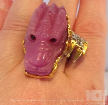 Exclusieve Robijn ring heren met draak – 32,5 g beschikbaar voor biedingen