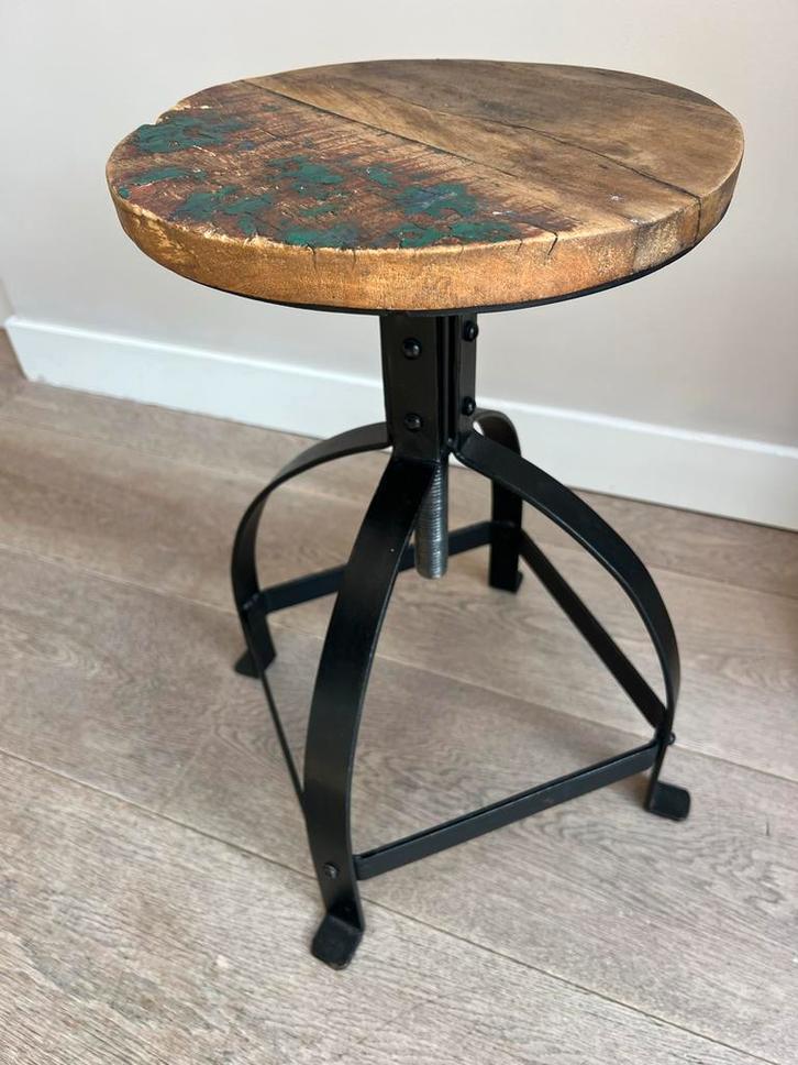 Industriële Pianokruk / Werkkruk, Huis en Inrichting, Stoelen, Gebruikt, Eén, Hout, Zwart, Ophalen