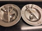2 Gero Zilmeta kinder haas & eekhoorn bestek en metalen bord, Ophalen of Verzenden